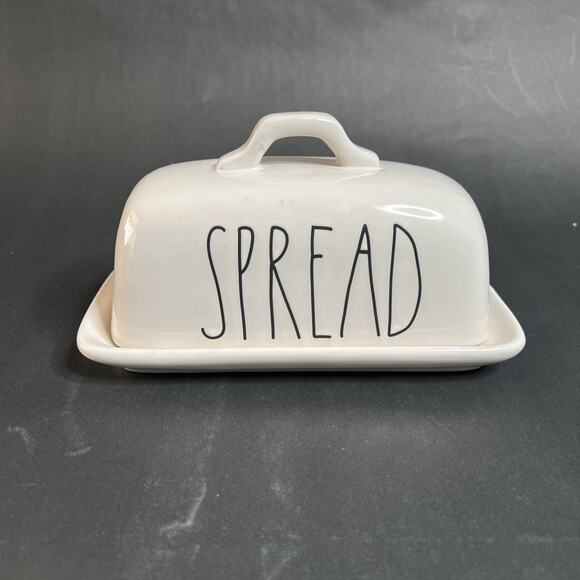 Rae Dunn, Artisan Collection, Covered Butter Dish, SPREAD Text,Ceramic,Farmhouse - Picture 1 of 14